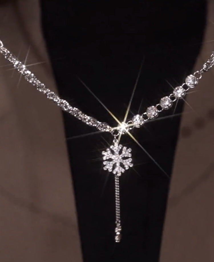 Temperament Personality Micro-set Zircon Snowflake Pendant Necklace - Jps collections