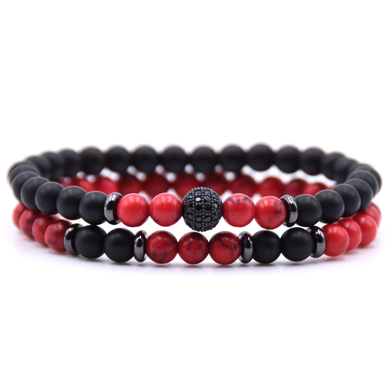 Micro-inlaid Zircon Nracelet 6mm Natural Stone Beaded Bracelet - Jps collections