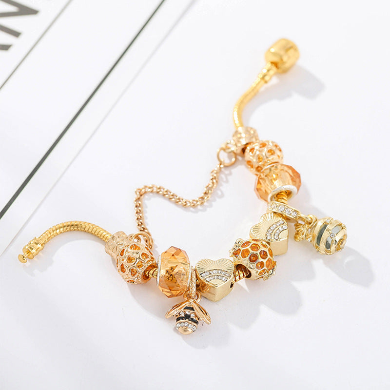 European and American fashion alloy gold-plated DIY hardworking bee ladies bracelet jewelry - Jps collections