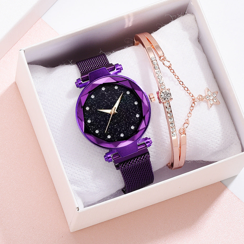 Luxury Women Watches Bracelet Set Fashion Elegant Magnet Buckle Ladies Starry Sky Watch Set Relogio - Jps collections