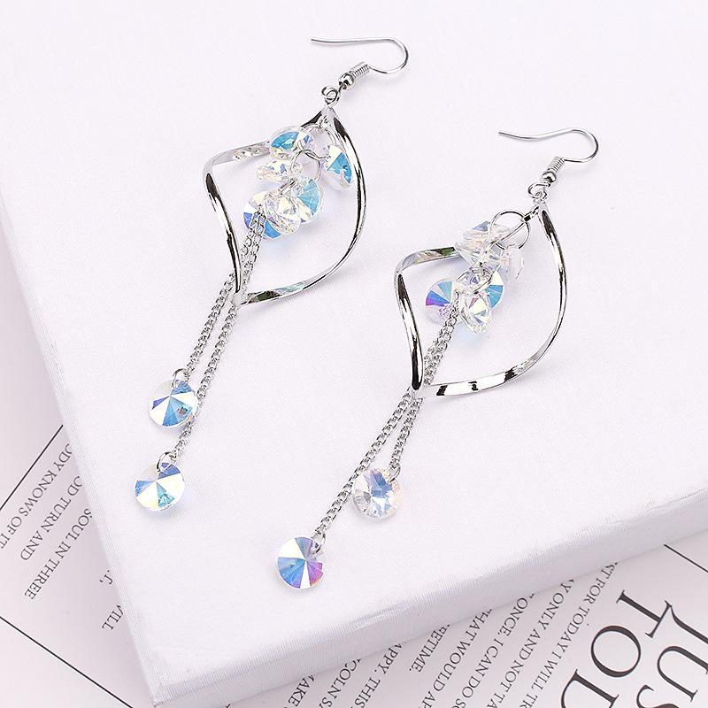 Wavy Long Crystal Earrings