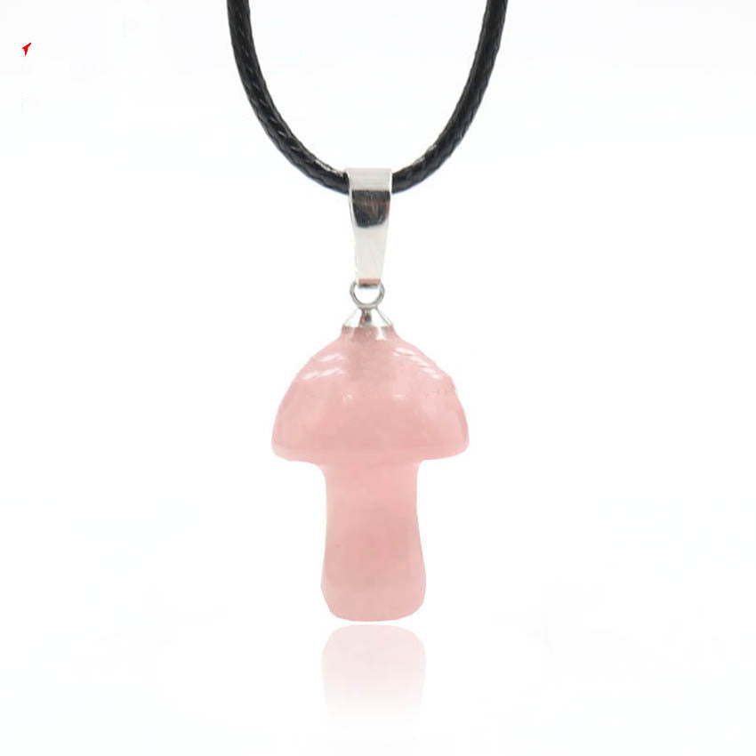 Natural Crystal Mini Small Mushroom Pendant Necklace - Jps collections