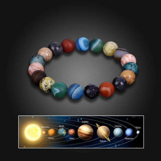 Solar System Eight Stone Planet Bracelet Planets Natural Stone Mala Bead Strand Bracelet For Men Women Handmade Universe Solar Chakra Bracelet Jewelry