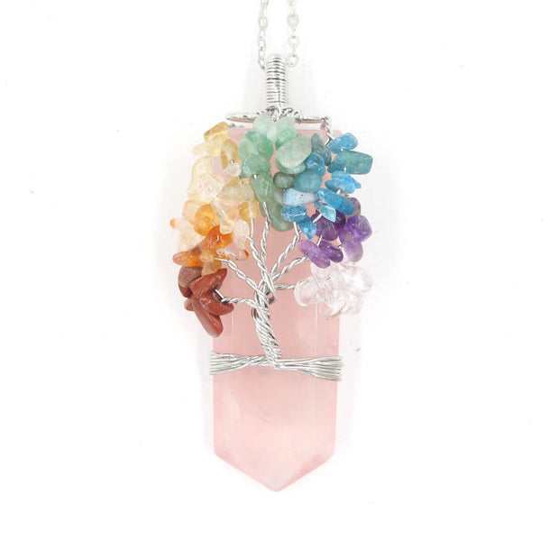 Crystal Column Tree Of Life Winding Pendant Necklace - Jps collections