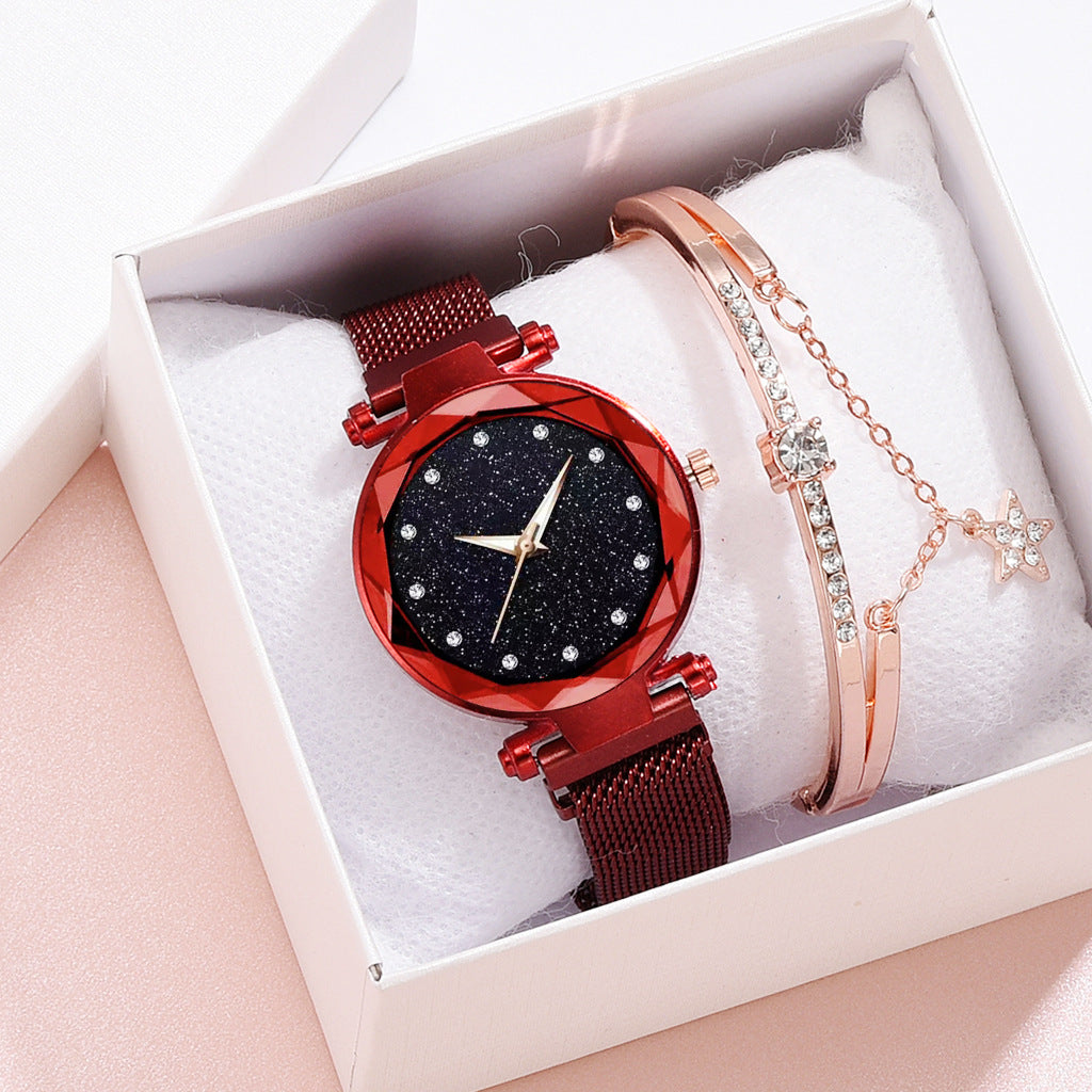 Luxury Women Watches Bracelet Set Fashion Elegant Magnet Buckle Ladies Starry Sky Watch Set Relogio - Jps collections