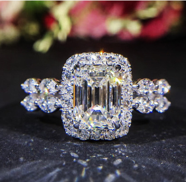 Princess Square Simulation Diamond Ring - Jps collections