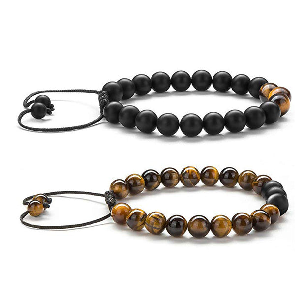 Tiger Eye Couple Bracelets Matte Black Agate Beads Bracelet - Jps collections