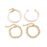 Simple And Smooth C-shaped Hollow Chain Bracelet Set - Jps collections