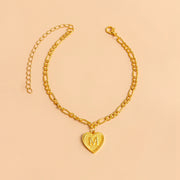 Initial Letter Anklet Gold Color Heart Pendant Foot Bracelets Women