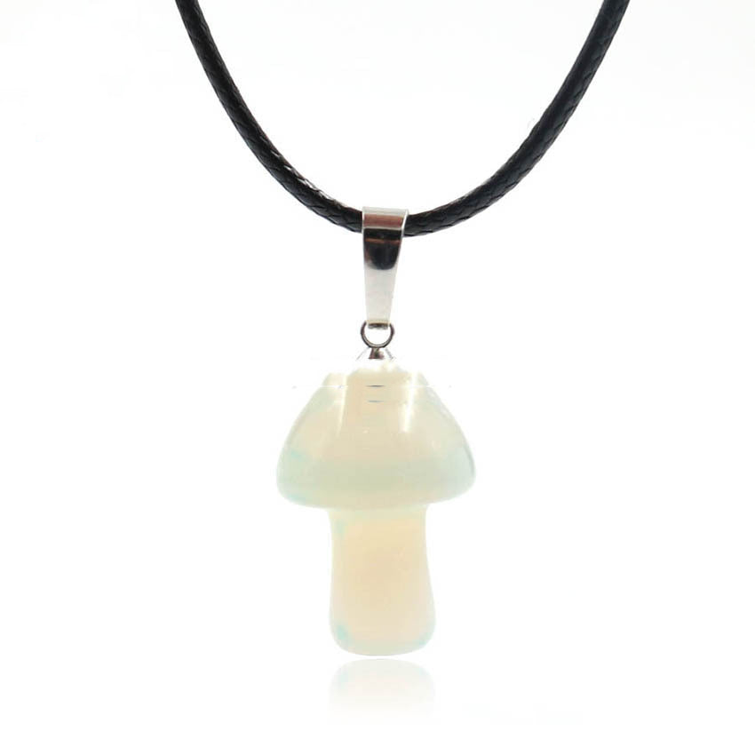 Natural Crystal Mini Small Mushroom Pendant Necklace - Jps collections