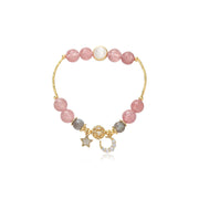 Natural Stone Star And Moon Strawberry Crystal Bracelet