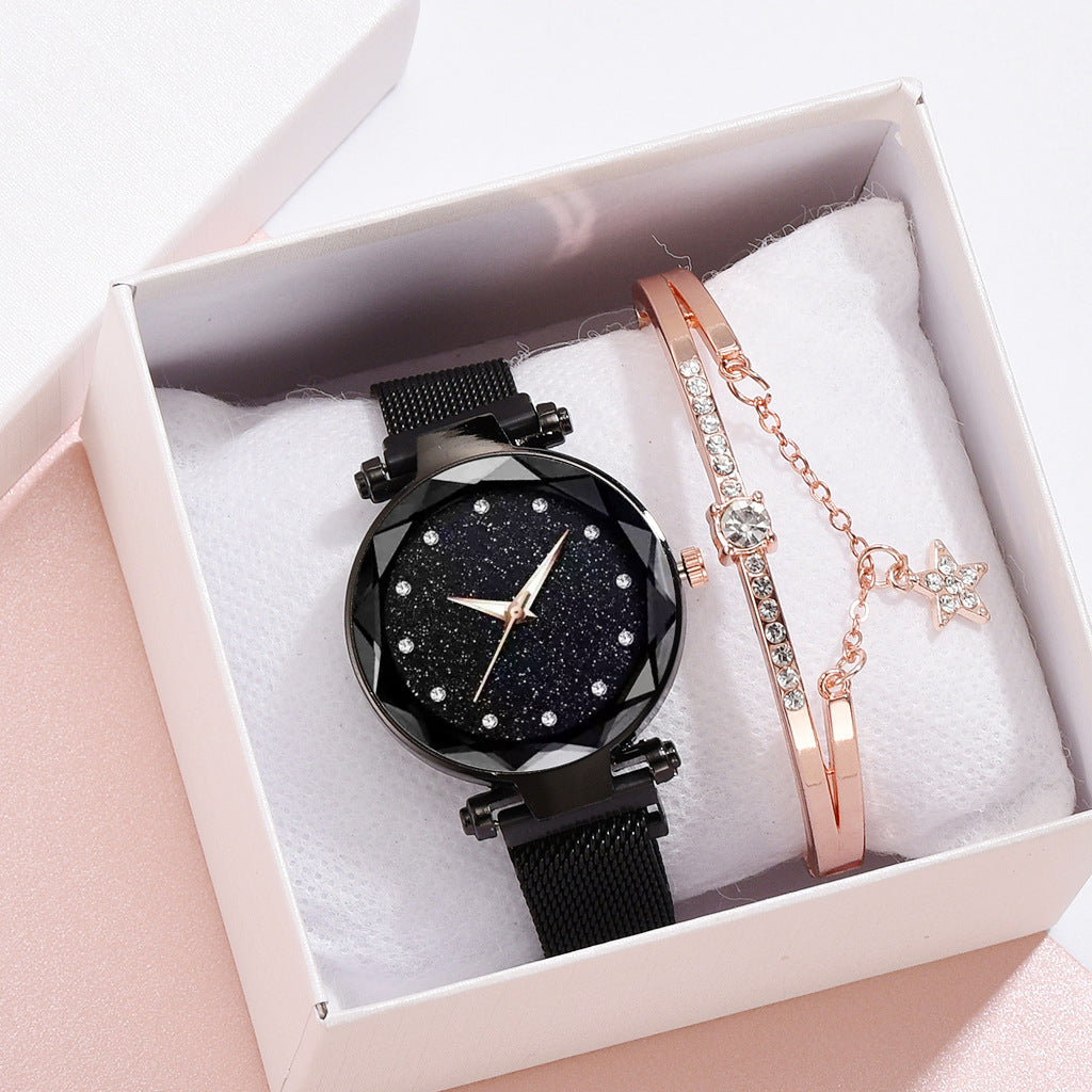 Luxury Women Watches Bracelet Set Fashion Elegant Magnet Buckle Ladies Starry Sky Watch Set Relogio - Jps collections