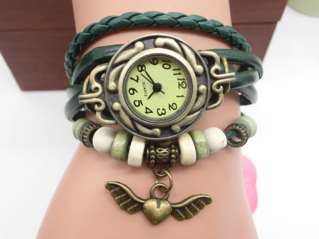 Vintage casual flying heart pendant bracelet belt watch - Jps collections