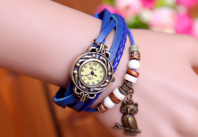 New bracelet bracelet owl female style back Rome fashion punk tide Korean female student Watch - Jps collections