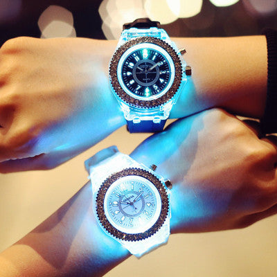 LED Luminous Watches Geneva Women Quartz Watch Women Ladies Silicone Bracelet Watches - Jps collections