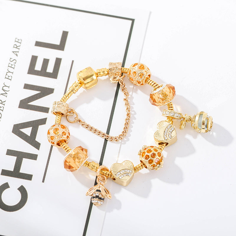 European and American fashion alloy gold-plated DIY hardworking bee ladies bracelet jewelry - Jps collections