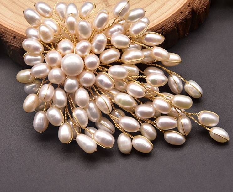 Natural Pearl Brooch Female European And American Retro Pure Hand-woven Pearl Brooch - Jps collections