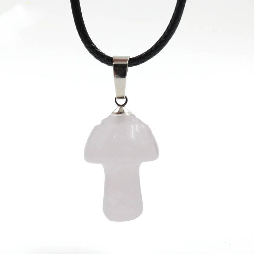 Natural Crystal Mini Small Mushroom Pendant Necklace - Jps collections