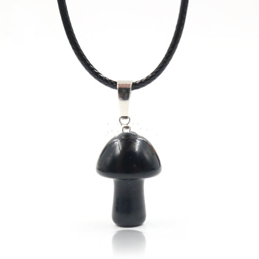 Natural Crystal Mini Small Mushroom Pendant Necklace - Jps collections