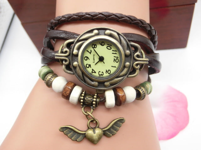 Vintage casual flying heart pendant bracelet belt watch - Jps collections