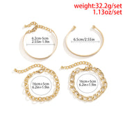 Simple And Smooth C-shaped Hollow Chain Bracelet Set - Jps collections