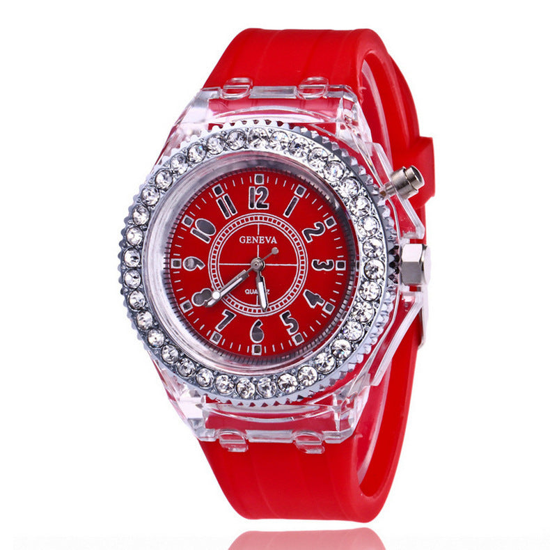 LED Luminous Watches Geneva Women Quartz Watch Women Ladies Silicone Bracelet Watches - Jps collections