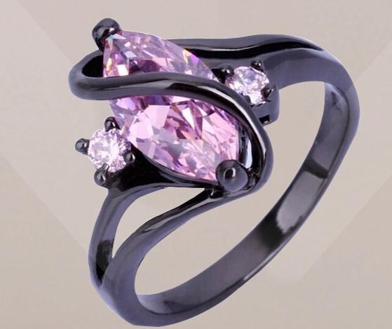 Popular Fashion Luxury Retro Purple Zircon CZ Color Crystal Ring Ladies Engagement Jewelry Stainless Steel Ring - Jps collections