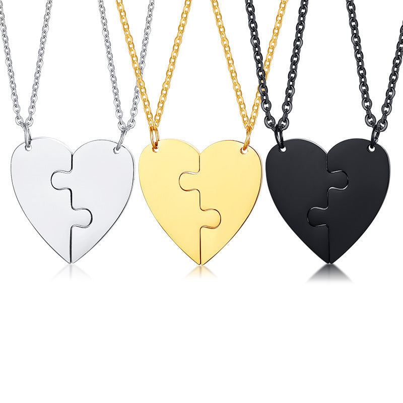 Titanium Steel Heart-Shaped Friendship Pendant Two-Piece Jewelry - Jps collections