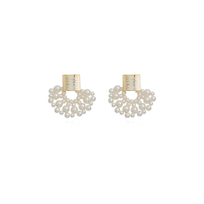 Handmade Pearl Woven Scalloped Pearl Stud Earrings - Jps collections