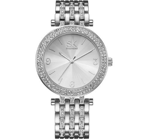 Luxury Crystal Sliver Dial Watch