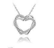 Customized Double Diamond Heart Necklace Earring Set - Jps collections