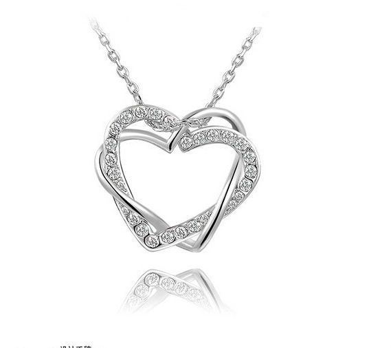 Customized Double Diamond Heart Necklace Earring Set - Jps collections