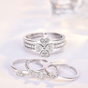 Ring Four-Leaf Clover Ring For Women Split Three-In-One Combination Opening Ring Adjustable Size - Jps collections