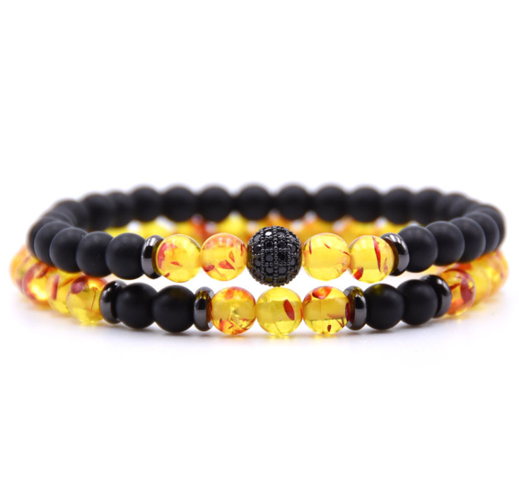 Micro-inlaid Zircon Nracelet 6mm Natural Stone Beaded Bracelet - Jps collections