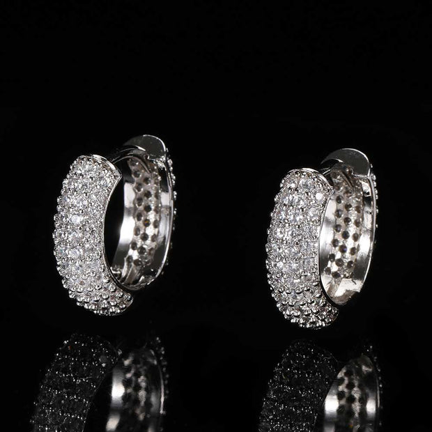 Hoop Earrings Four Row Micro Setting