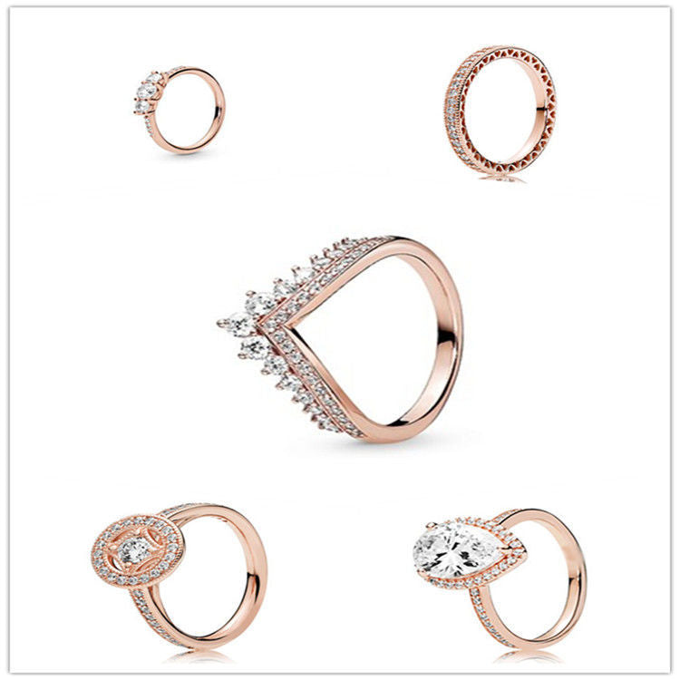 Variety of rose gold and zircon rings