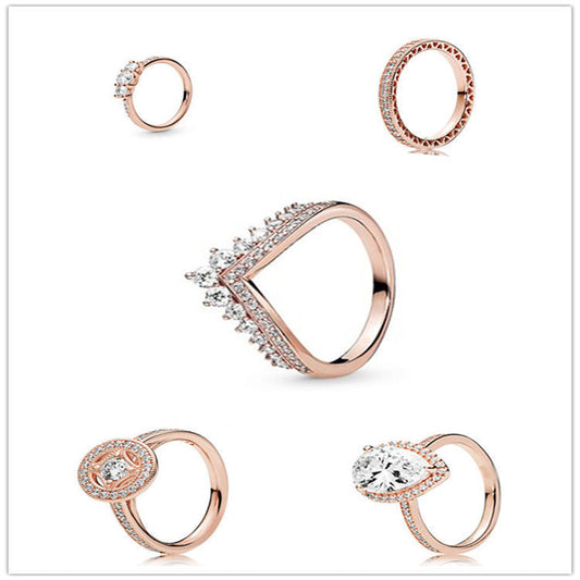 Variety of rose gold and zircon rings