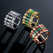 Emerald Gold-plated Hollow Ring Setting - Jps collections