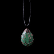 Natural Stone Crystal Drop-shaped Winding Tree Of Life Pendant Necklace Jewelry - Jps collections