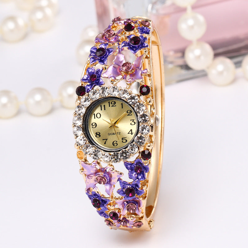 Small flower diamond ladies bracelet watch - Jps collections