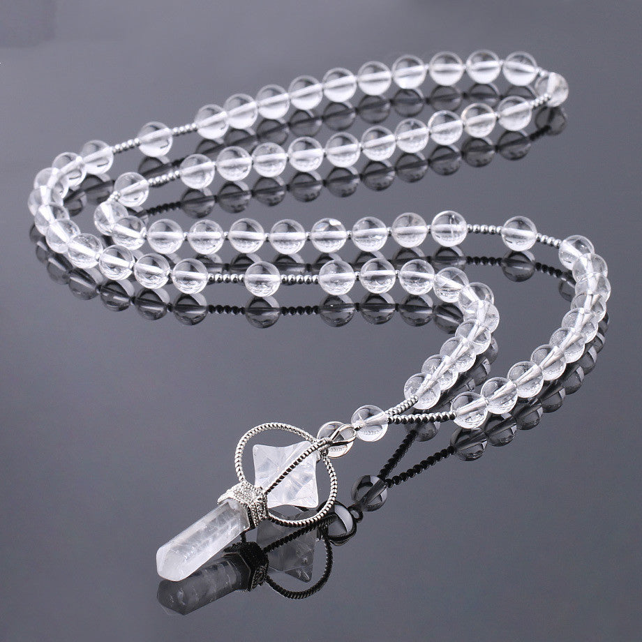 Natural White Crystal Column Natural Stone Necklace - Jps collections