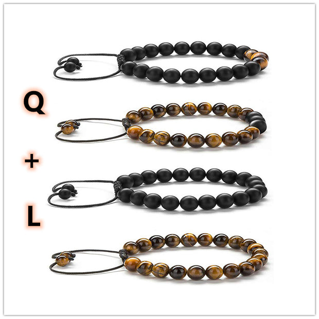 Tiger Eye Couple Bracelets Matte Black Agate Beads Bracelet - Jps collections