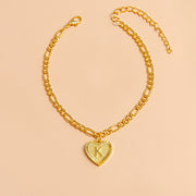 Initial Letter Anklet Gold Color Heart Pendant Foot Bracelets Women