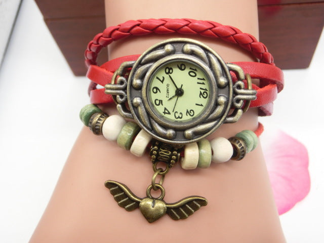 Vintage casual flying heart pendant bracelet belt watch - Jps collections