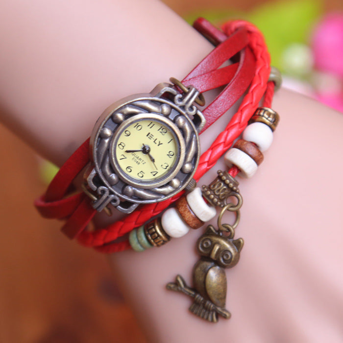 New bracelet bracelet owl female style back Rome fashion punk tide Korean female student Watch - Jps collections