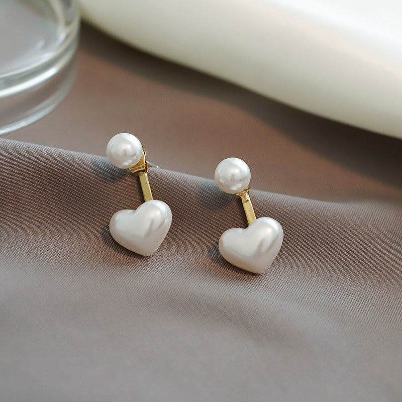 Simple Temperament Love Pearl Stud Earrings - Jps collections