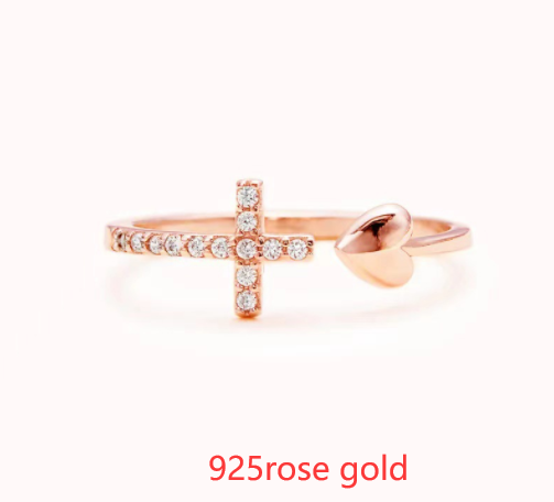 S925 Sterling Silver Love Cross Open Ring