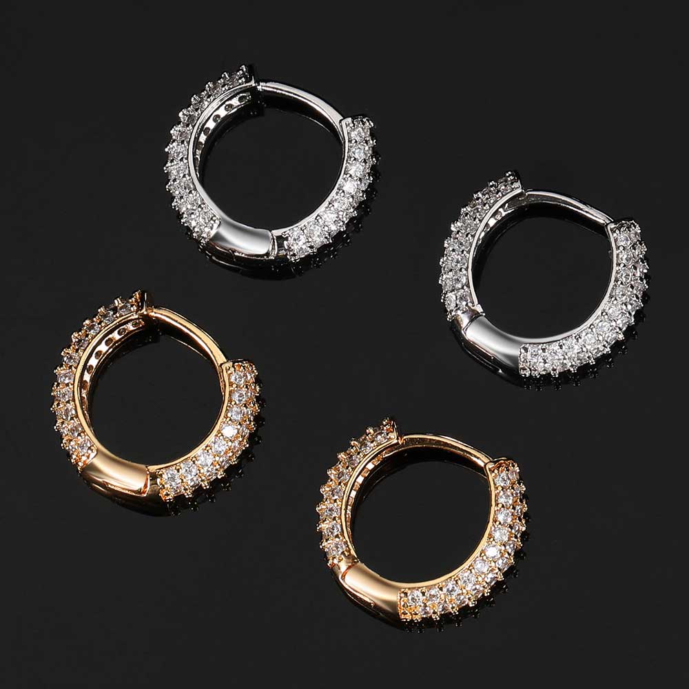 Hoop Earrings Four Row Micro Setting