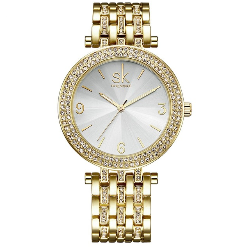 Luxury Crystal Sliver Dial Watch