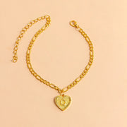 Initial Letter Anklet Gold Color Heart Pendant Foot Bracelets Women